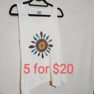 Tribal white tank